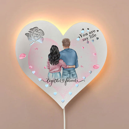 Ξύλινο Φωτιστικό καρδιά - Together Forever