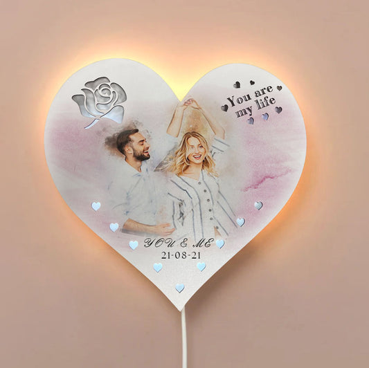 Ξύλινο Φωτιστικό καρδιά - Watercolour