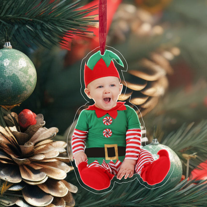 Χριστουγεννιάτικο Στολίδι Plexi με φωτογραφία - Ξωτικό Αγόρι