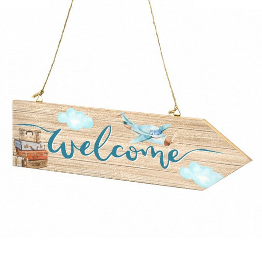 Ξύλινη Πινακίδα βέλος Welcome Ταξίδια